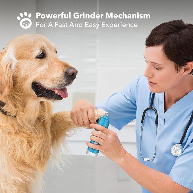 Dog Nail Grinder with 2-Speed Motor, Low Quiet Noise Electric Pet Trimmer for Safe Paw Grooming, Rechargeable and Portable Nail File for Large Dogs, Small Puppies and Cats