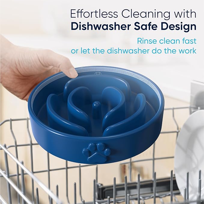 Slow Feeder Dog Bowls – Elevated Dog Bowl Slow Feeder with Bamboo Stand– Microwaveable Dog Slow Feeder for Small and Medium Dogs – Lead and BPA-Free Ceramic Pet Bowl – Pet Feeder for Fast Eaters
