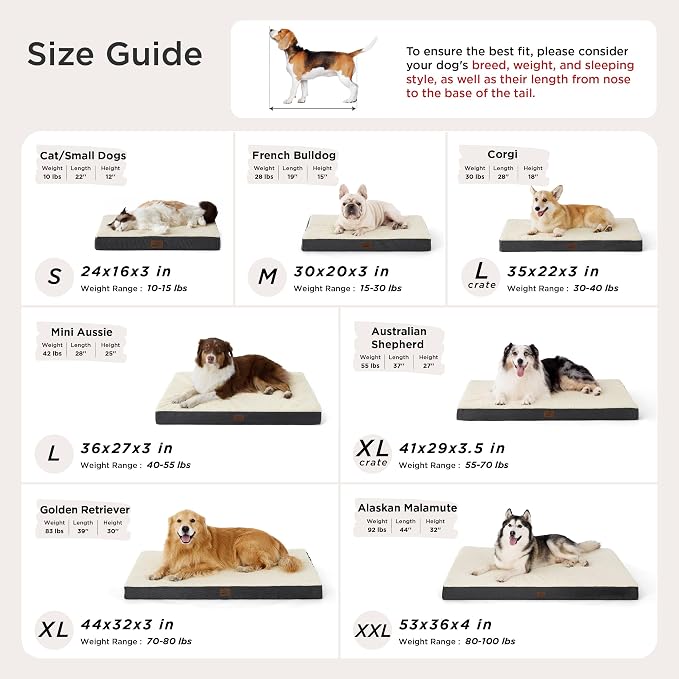 Bedsure XL Dog Bed, Extra Large Pet Bed with Comfy Sherpa,44x32in Grey (Pack of 2)