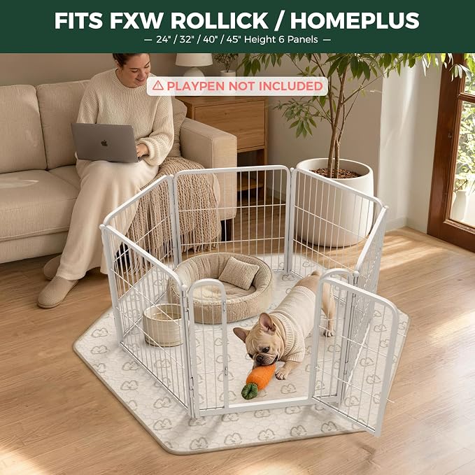 FXW Washable Pee Pads for Dogs, Super Absorbent, 31" Hexagon, 1 Pack | Machine washable, Non-slip backing, Fits 24"H 6-Panel FXW Rollick/Homeplus Playpens