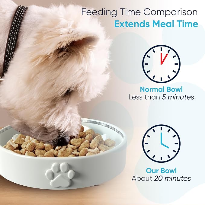 Slow Feeder Dog Bowls – 1.5-Cup Ceramic Dog Bowl Slow Feeder – Microwaveable Dog Slow Feeder for Small and Medium Dogs – Lead and BPA-Free Ceramic Pet Bowl – Pet Feeder for Fast Eaters