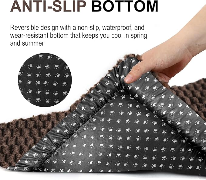 Dog Bed Crate Mat, Soft Durable Washable Anti-Slip Kennel Pad for Dogs & Cats, Reversible (Dark Brown, L(35"*23"*1.5"))