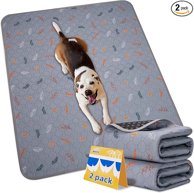Sunheir Washable Pee Pads for Dogs Extra Large 36" x 72" 2-Pack, Reusable Puppy Pads Pet Training Pads, Waterproof Dog Pee Pads for Crate, Whelping Pad, Non-Slip Protects Against Urine Leakage