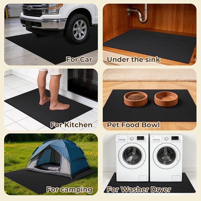 Dog Crate Mat, 32 in X 50 in Dog Playpen Mat Kennel Mat | Waterproof Non-Slip Reusable Washable Floor Protector Extra Large cages Puppy Pee Pad for Under Dogs Crate Black
