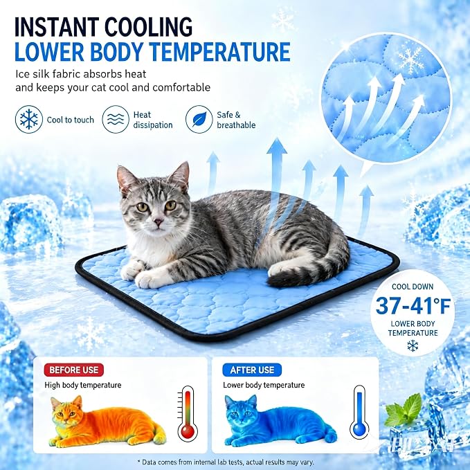SZEE Cat Window Perch, Cooling Window Cat Bed with Cooling Mat, Foldable Pet Perch Hammock with Sturdy Wooden Frame & Large Suction Cup, with Soft Flannel Plush Backing for All-Season Use