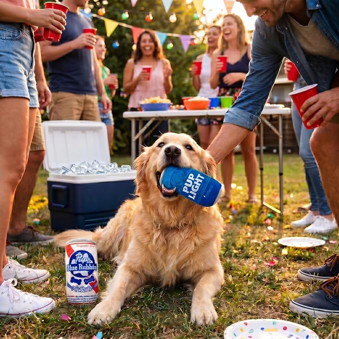 Nestpark Pup Light and Pups Blue Rubbin - Parody Beer Dog Toys - Funny Plush Squeaky and Crinkle Dog Toys Dog Gifts for Dog Birthday (2 Pack) (Mix)