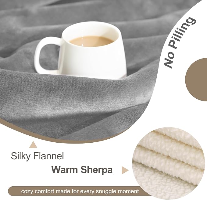 gogobunny Waterproof Bed Blanket, Reversible Sherpa Fleece Throw Blanket for Dog Puppy Cat, Furniture Cover Protects Bed Couch Sofa from Liquid Pee and Pet Fur (Grey, 25x35 inches)