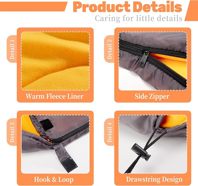 Lifeunion Dog Sleeping Bag with Storage Bag Waterproof Warm Packable Dog Bed for Travel Camping Hiking Backpacking (Grey+Orange)