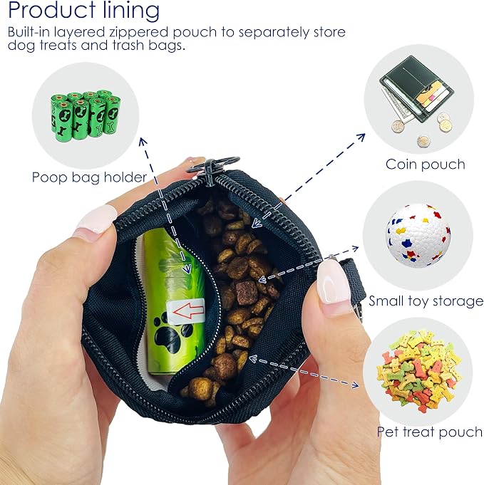 Raisingwell Dog Treat Pouch for Pet Walking and Training with Clicker Poop Bags Small Fanny Zipper Pack Holder for Puppy Snack Dispenser Kit for Leash and Outdoor Use (Rainbow)
