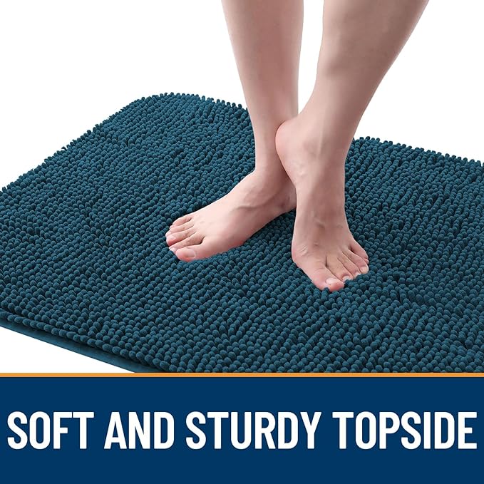 OLANLY Dog Door Mat for Muddy Paws 48x30, Super Absorbent Chenille Mud Mat | Atlantic Blue, Absorbs Moisture and Dirt, Non-Slip Machine Washable Doormat, Quick-Dry Indoor Entryway Floor Carpet for Dogs