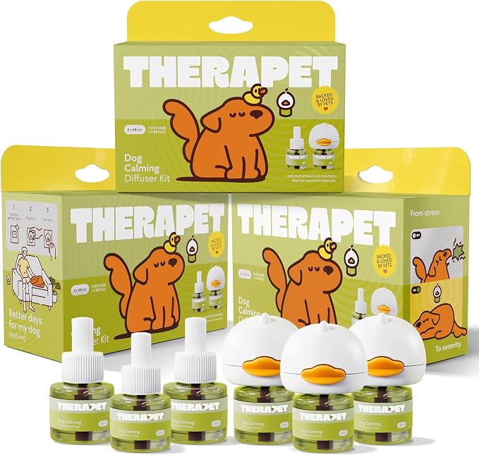 TherapetMD 3-Pack 180-Days Dog Calming Diffuser Kits - Dog Pheromone Diffuser for Stress, Destructive Behavior, Pee Accidents, Separation Anxiety, Aggression & Chewing - Each Include 180-Days Refills