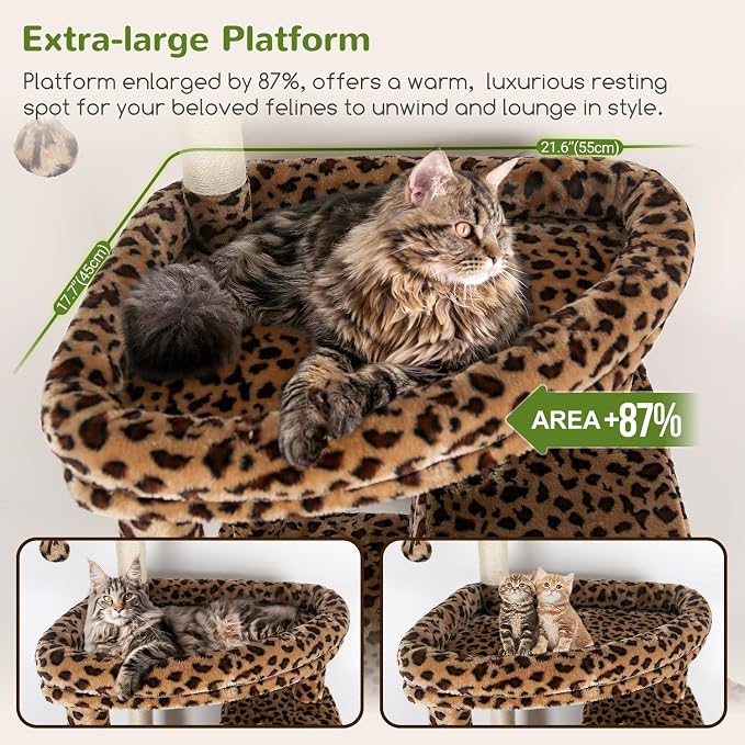 Globlazer Giant Cat Tree for Indoor Large Cats, 83in, F83, Leopard Print | XXL Cat Tower with 9 Scratching Posts for 20lb+ Heavy Duty Large Adult Cats