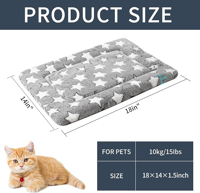 Dog Bed Mat, Reversible Crate Pad & Cute Dog Bed - Machine Washable Kennel Mat with Ultra Soft for Small Dogs & Cats
