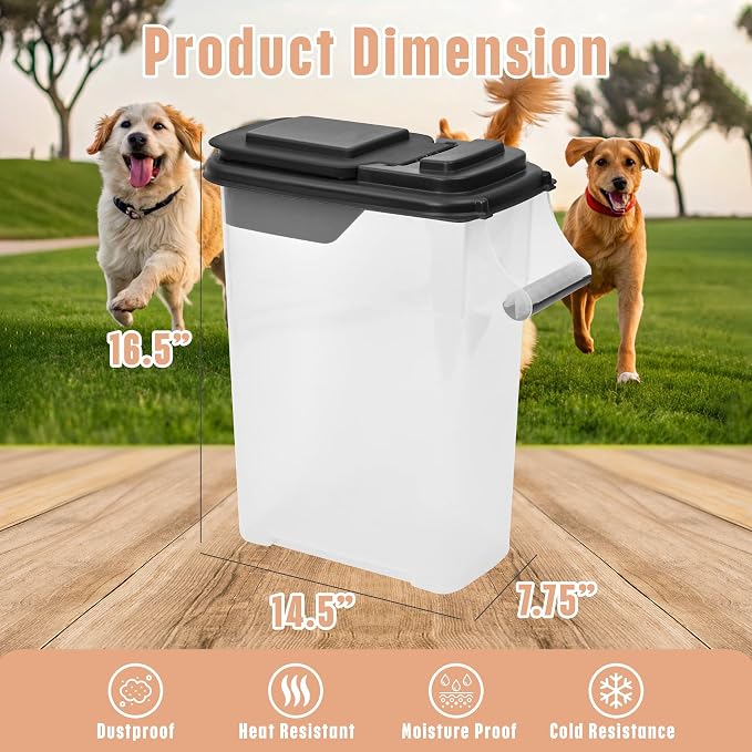 Buddeez Pet Food Storage Containers - Capacity Dog Food Storage Container, Cat Food Container, Bird Seed Storage Container, with Durable EZ Grip Handle, EZ Flip Lid & Scoop (2 Pack) 16 QT/16 LB