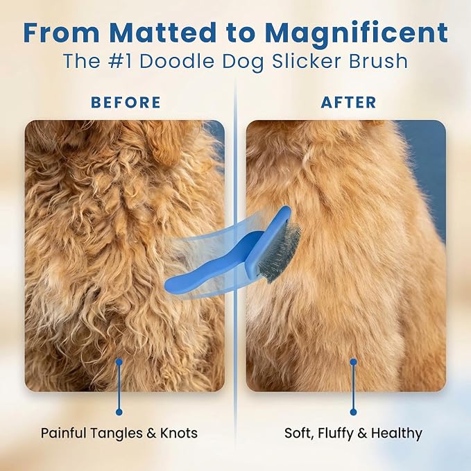 We Love Doodles Large Slicker Brush for Dogs & Dog Dematting Comb - Easily Remove Dog Tangles
