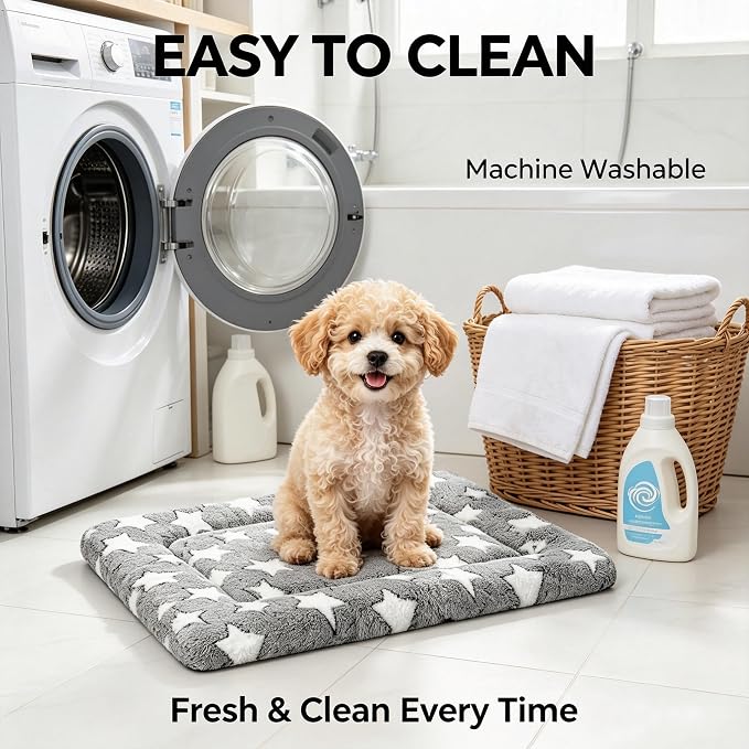Dog Bed Mat - Comfortable Kennel Pad, Multi-Purpose Crate Bed for Dogs & Cats, Soft Support (Gray, S(24 * 18 * 1.5))