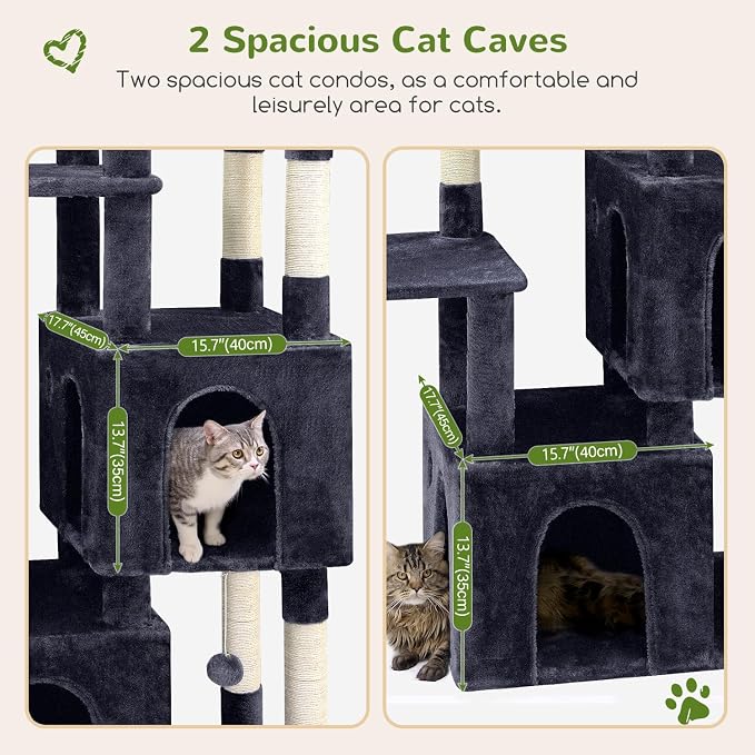 Globlazer Heavy Duty Cat Trees for Big Cats Maine Coon, F61, Dark Grey | Cat Tower for Indoor Large Adult Cats with Scratching Post, Extra Large Top Perch, Cat Condos, 61inch