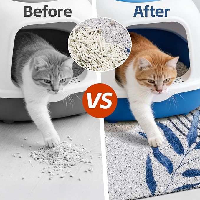 Cat Litter Mat Litter Trapping Mat, 24"x15" Waterproof Urine Proof Litter Box Mat Catcher Mat Non-Slip Washable for Kitty Kitten, Blue