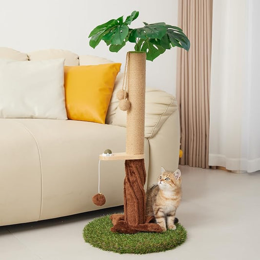 Cat Scratching Post, Cat Scratcher Kitten Scratch Post，Sisal Rope for Indoor Cats, Claw Scratcher for Indoor Cats and Kittens (Catnip Ball)