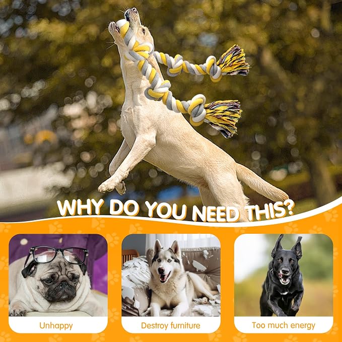 Norvy XXL 6-Knot Dog Rope Toy for Large Dogs Aggressive Chewers 40in Long Heavy Duty Rope Toy Almost Durable Dog Tug Toy Puppy Cotton
