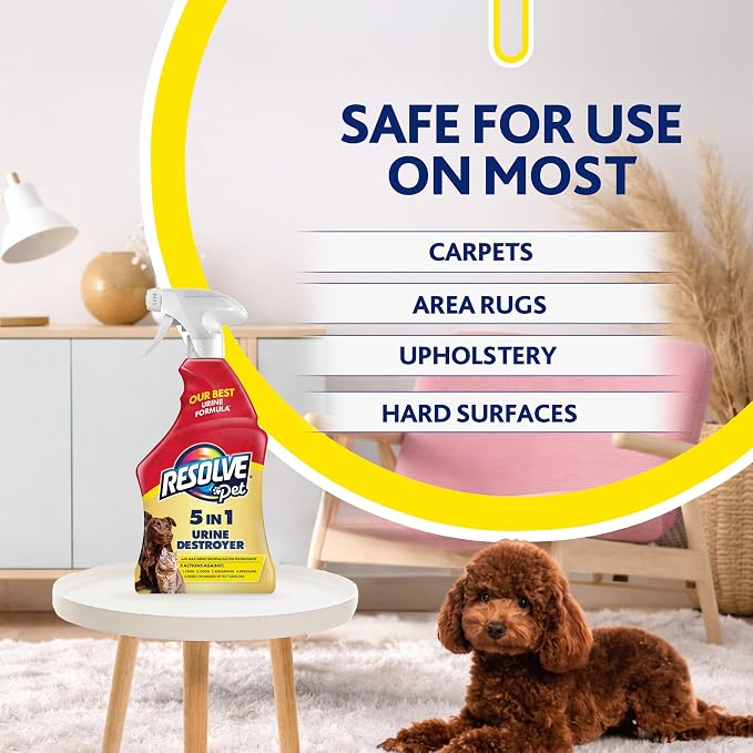 Resolve 5-in-1 Urine Destroyer Carpet Cleaner Spray – Urine Eliminator for Pet Stains & Odors Up to 7 Days Old, 22oz