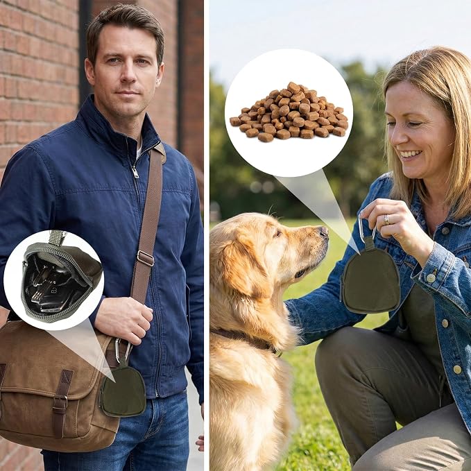 2 PCS Dog Treat Pouch, 5.12 × 2.95 in Waterproof Dog Treat Pouches for Pet Training, Zipper Closure Reusable Dog Training Treat Pouch, Portable Reward Puppy Treat Bag for Traveling or Outdoor