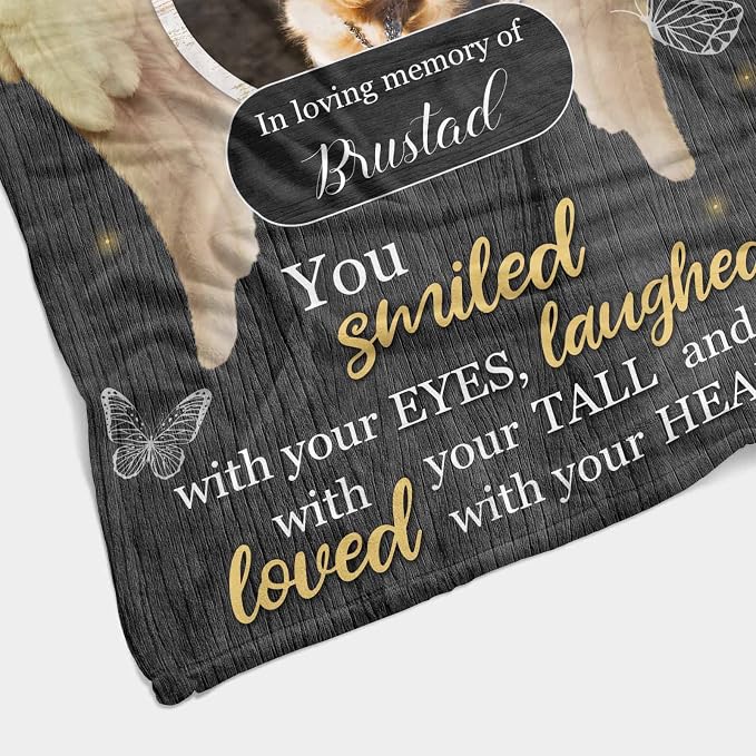 InterestPrint Personalized Loss of Pet Dog Throw Blankets Angle Wings in Loving Memory Blanket Custom Memorial Dog Blankets with Beloved Photo Remembrance Blanket Gift 30X40 Inch
