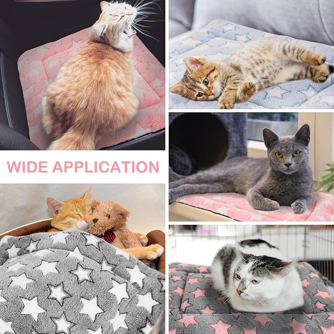 4 Pcs Dog Crate Pads Soft Warm,18 x 24 x 1.6 Inch,Star,Colorful | Ultra Soft Warm Washable Anti-slip Kennel Bed Mat for Pets,Reversible Replaceable,for Small Medium Large Dogs and Cats