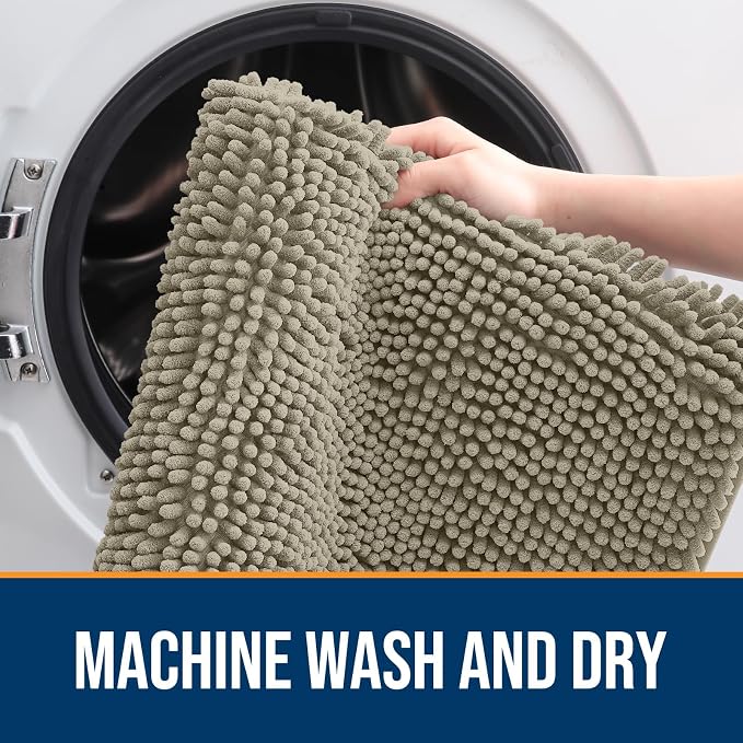 OLANLY Dog Door Mat for Muddy Paws 30x20, Super Absorbent Chenille Mud Mat | Warm Taupe, Absorbs Moisture and Dirt, Non-Slip Machine Washable Doormat, Quick-Drying Indoor Entryway Floor Carpet for Dogs