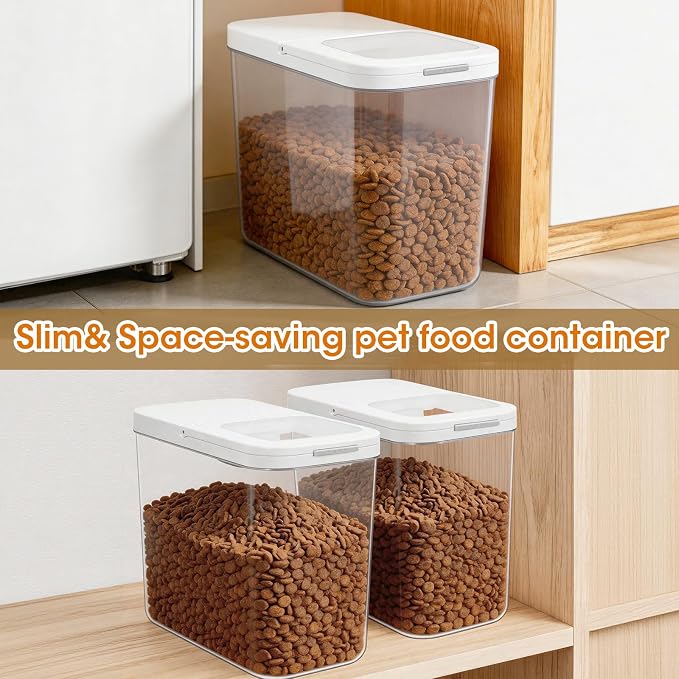 TBMax Dog Cat Food Storage Container 12Lbs with Airtight Flip-up Lid, Large Pet Food Dog Treat Container with Scoop, Airtight Food Storage Bin for Kitchen Organization
