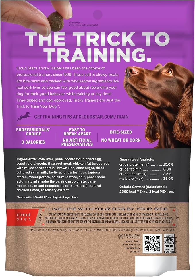 Cloud Star Tricky Trainers Soft & Chewy Dog Treats, Liver, 14 oz. Pouch | 14 oz pouch, soft & chewy texture dogs love