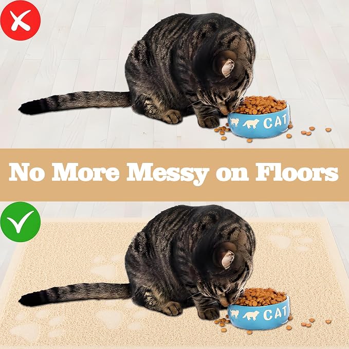 Darkyazi Cat Litter Box Mat for Floor Litter Trapping Mat Non-Slip Backing, Scatter Control, Easy Clean, Water Resistant, Soft on Paws (15.75" x 11.75",Beige)