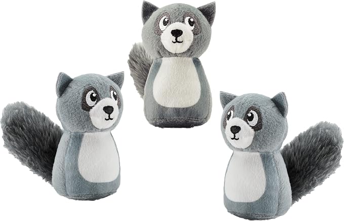 Outward Hound Squeakin' Raccoon Hide A Puzzle Plush Replacement Dog Toys - 3 Pack