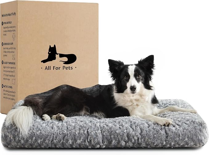 Double-Sided Dog Beds Large Sized Dog, Washable Dog Crate Beds, Thick Supportive Pet Sleeping Mat, Reversible Dogs Pillow Weight Up to 75lbs, 41x27, Light Grey