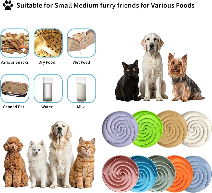 Bifeaw Slow Feeder Dog Bowls, Dishwasher Microwave Safe Silicone Puppy Puzzle Bowl with Non-Slip Design for Eating (Blue and Yellow)