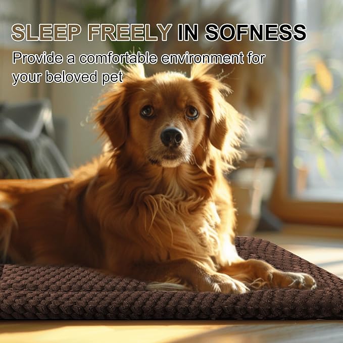 Dog Bed Crate Mat, Soft Durable Washable Anti-Slip Kennel Pad for Dogs & Cats, Reversible (Dark Brown, S(24"*18"*1.5"))