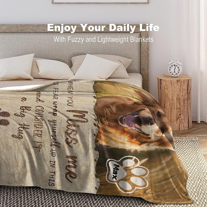 Artsadd Personalized Dog Photo Custom Dog Blanket, White, Throw Blanket, 30x40 inches, Casual, Customizable, Pet Memorial Products