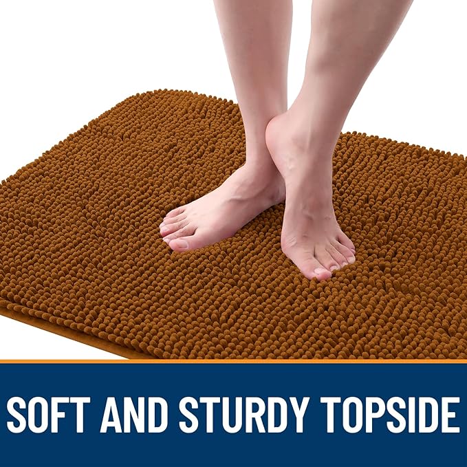 OLANLY Dog Door Mat for Muddy Paws 44x24, Super Absorbent Chenille Mud Mat | Ochre, Absorbs Moisture and Dirt, Non-Slip Machine Washable Doormat, Quick-Drying Indoor Entryway Floor Carpet for Dogs