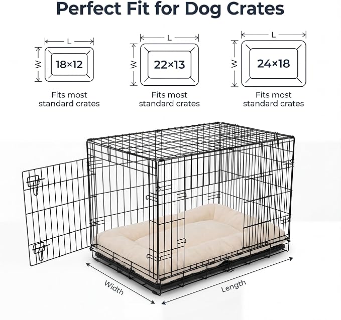 Dog Crate Bed 18x12 for Small Dogs,Washable Puppy Crate Mat with Non Slip Bottom,Soft Dog Crate Pad,Beige