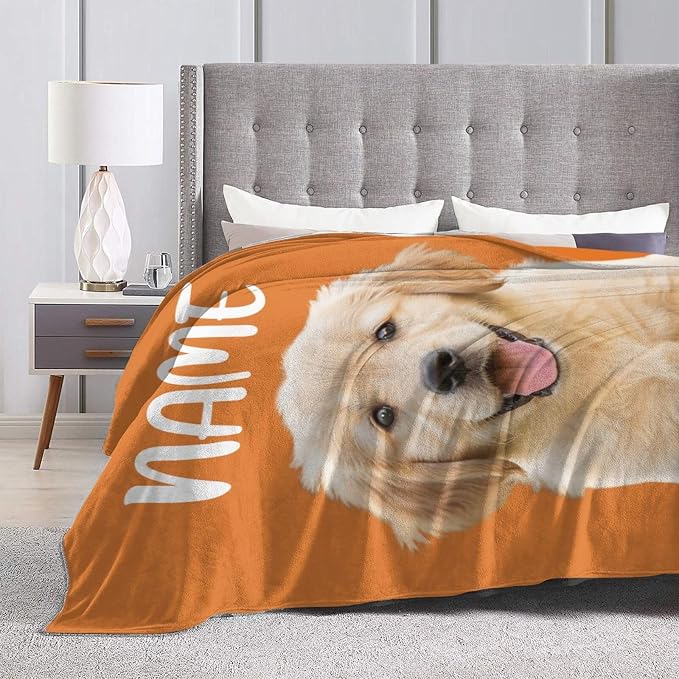 Nxwdwqa Personalized Dog Face Blanket Throws with Photos, Custom Pet Face Blanket, Dog Gifts for Pet Lovers, Customized Puppy Blanket for Adult Kid Birthday Christmas Fathers Mothers Valentines Gift