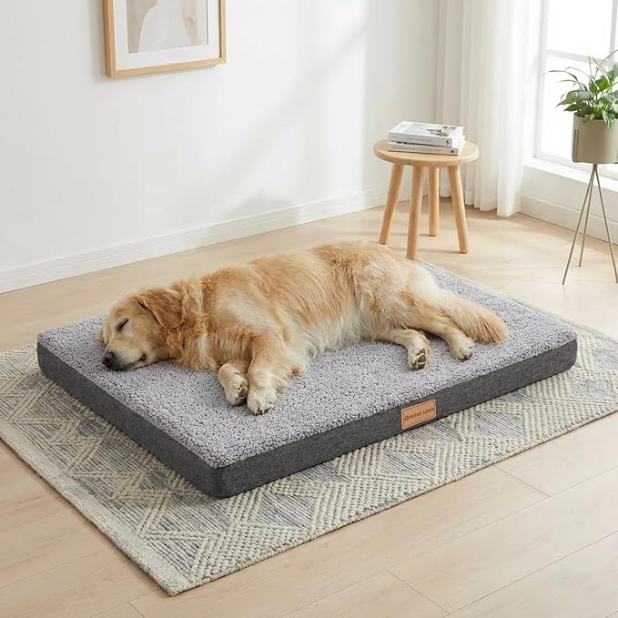 Patas Lague Orthopedic Large Dog Bed Washable Pet Sofa Mat 48''X30'' Grey | Egg-Crate Foam Dog Couch For Large Sized Dogs, Waterproof Removable Cover, Soft Pet Crate Bed With Nonskid Bottom