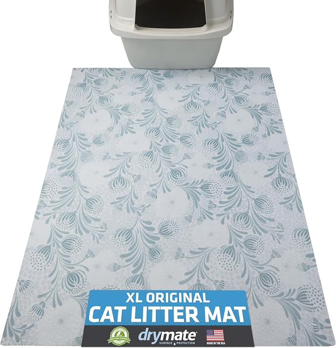Drymate Cat Litter Box Mat, Litter Trapping Mat, Light Blue, 29x36 XL | Waterproof, Urine-Proof, Absorbent, Machine Washable, Soft on Paws, Contains Mess, Protects Floors, Kitten Supplies, USA Made