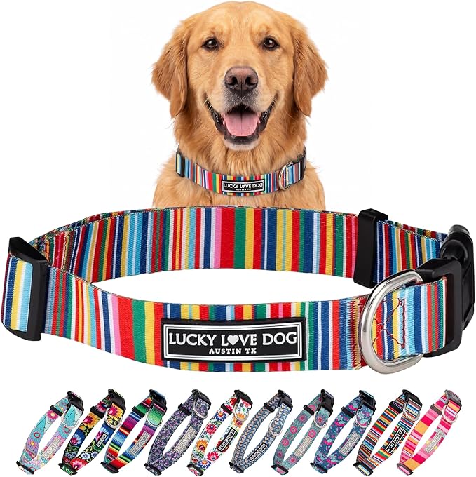 Lucky Love Dog - Adjustable Dog Collar with Easy Click Buckle for Large Ones, Durable, & Comfortable for Male & Female Dogs, Pet Collar for Puppies & Adult Dogs - Hippie, Large