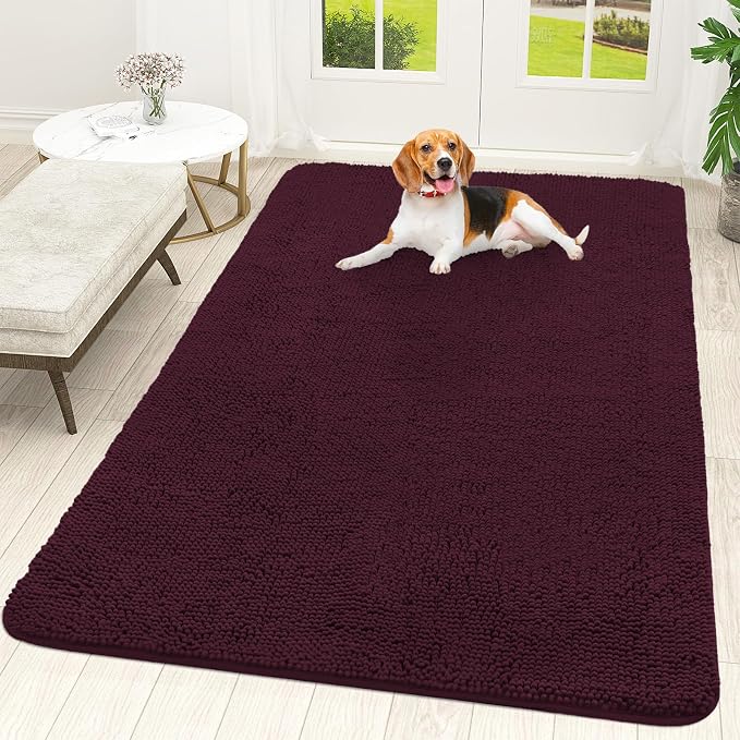 OLANLY Dog Door Mat for Muddy Paws 70x46, Super Absorbent Chenille Mud Mat | Russet, Absorbs Moisture and Dirt, Non-Slip Machine Washable Doormat, Quick-Drying Indoor Entryway Floor Carpet for Dogs