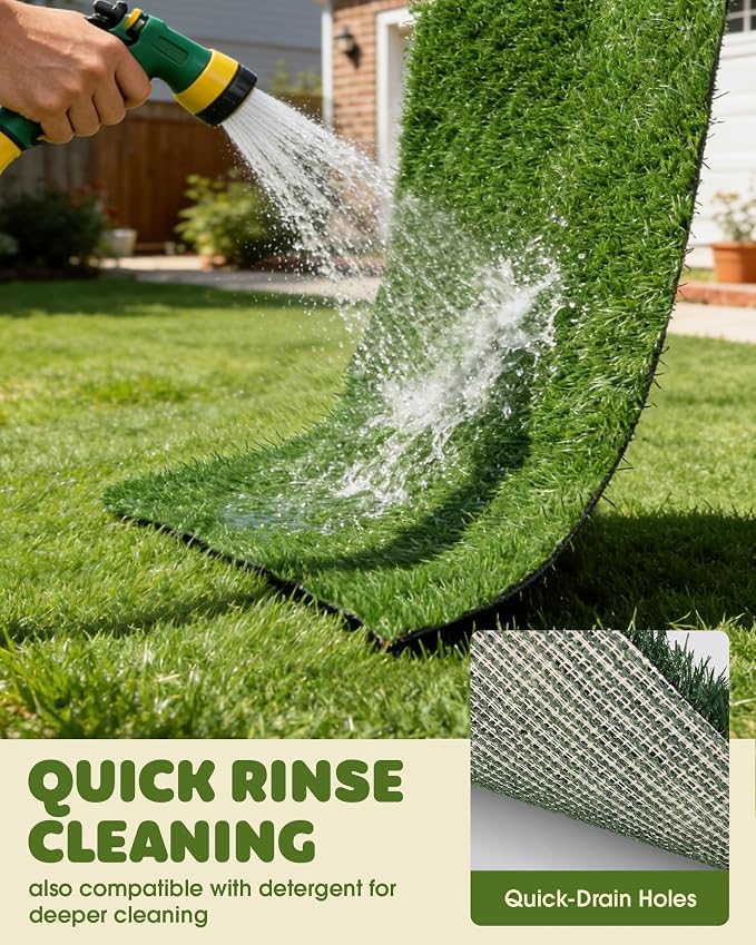 Powools Grass Pad for Dogs Potty - 3-Layer Reusable Dog Grass Pad with Tray, Washable Artificial Grasses Dog Potty Tray with Drainage Holes, Indoor & Outdoor Grass Pee Pad for Dogs, 30" x 20"