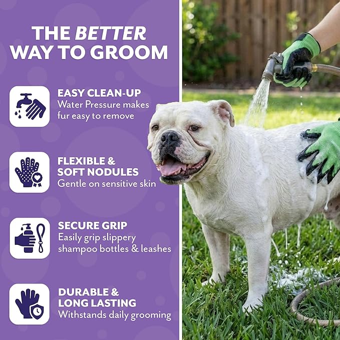 Pet Grooming Gloves - Patented #1 Ranked, Award Winning Shedding, Bathing, & Hair Remover Gloves - Gentle Brush for Cats, Dogs, and Horses (Grey, Small) (Pack of 2)