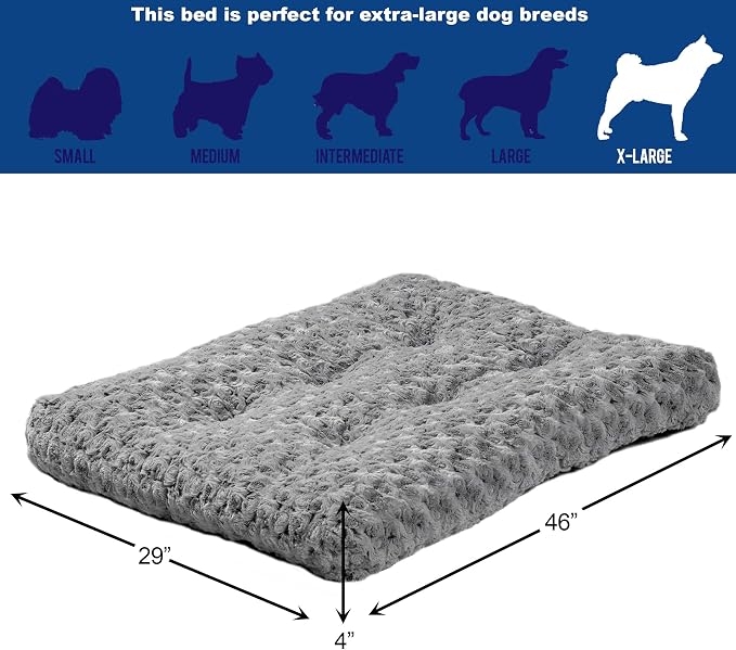 MidWest Homes for Pets XL QuietTime Deluxe Gray Ombré Swirl Plush Pet Bed, Machine Washable, Non-Skid Bottom, Soft Crate Mat for 48-inch Crates