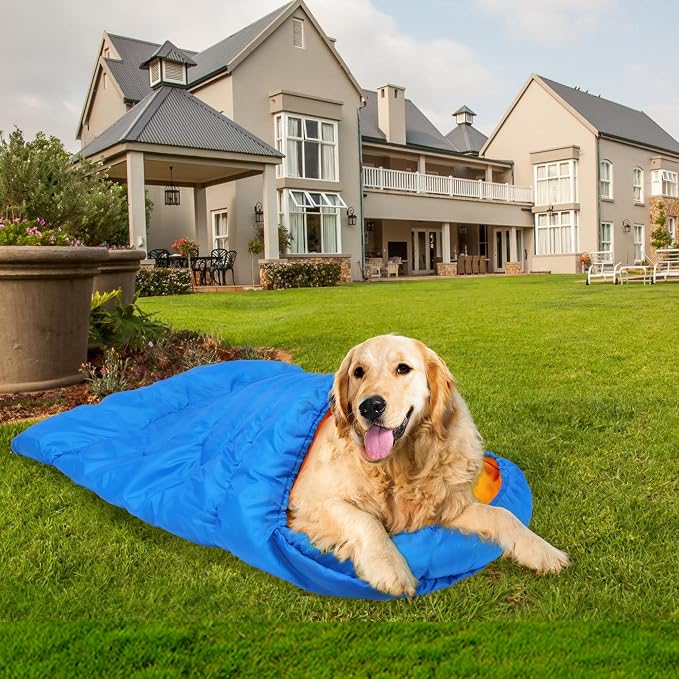 Lifeunion Dog Sleeping Bag with Storage Bag Waterproof Warm Packable Dog Bed for Travel Camping Hiking Backpacking (Blue)