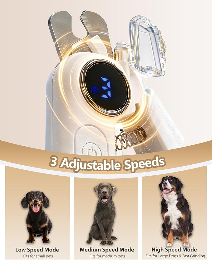2-in-1 Pet Nail Clipper and Grinder with LED Light & Safety Guard - Painless Quiet Grooming Tool for Small & Large Dogs & Cats, Avoid Overcutting Professional Pet Trimmer