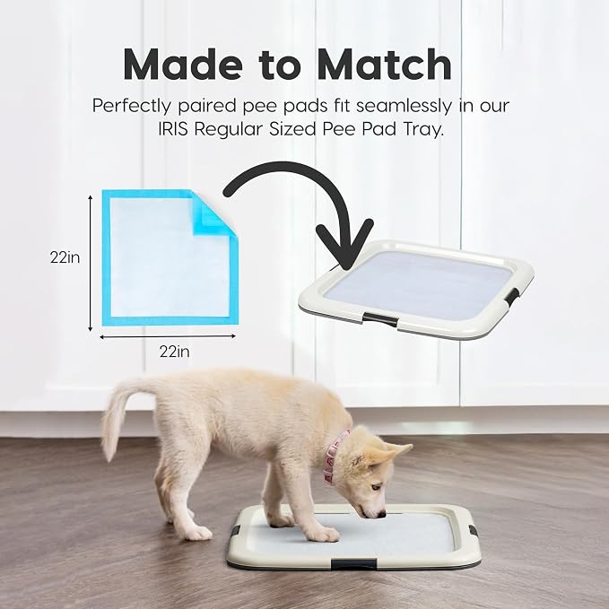 IRIS USA Puppy Pads 100 Count, Dog Training Pads 22"x22", Super Absorbent Leakproof Pee Pads for Dogs, Quick Dry Disposable Potty Training Supplies